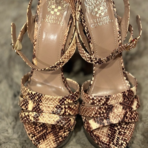 Vince Camuto Snakeskin Pattern Sandals - Tan and Brown - Picture 1 of 7